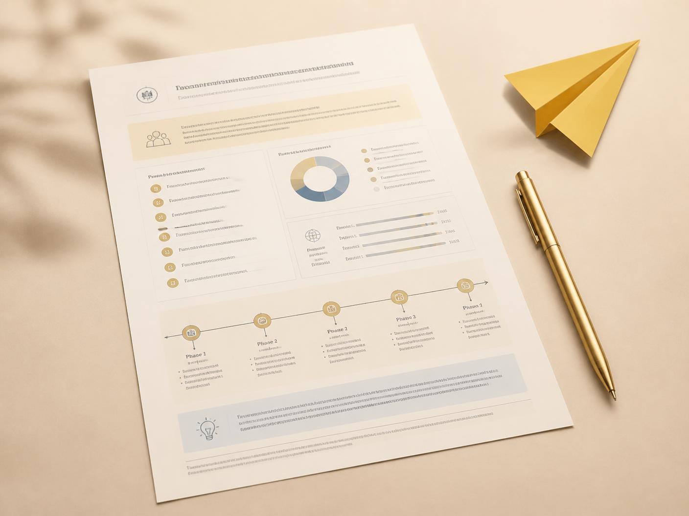 A printed personal immigration strategy sheet with a timeline of next steps